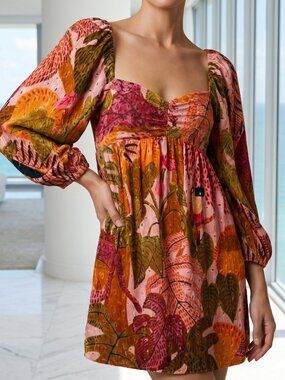 $168 Anthropologie KOURT Multicolor Bohemian eyelet mini dress M 100% cotton